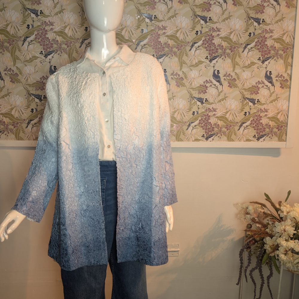 Chico's  Travelers Blue and White Blazer - Picture 2 of 9